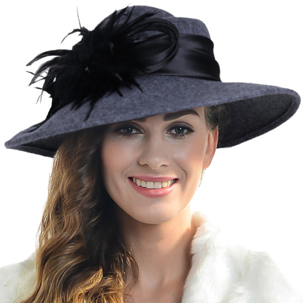 FORBUSITE Women Wool Felt Church Hats Winter 1920s 1950s 60s 