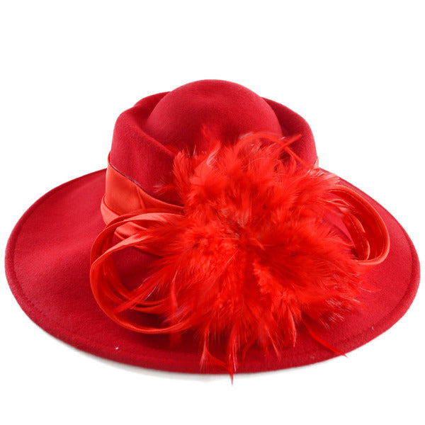 FORBUSITE Women Wool Felt Church Hats wide brim