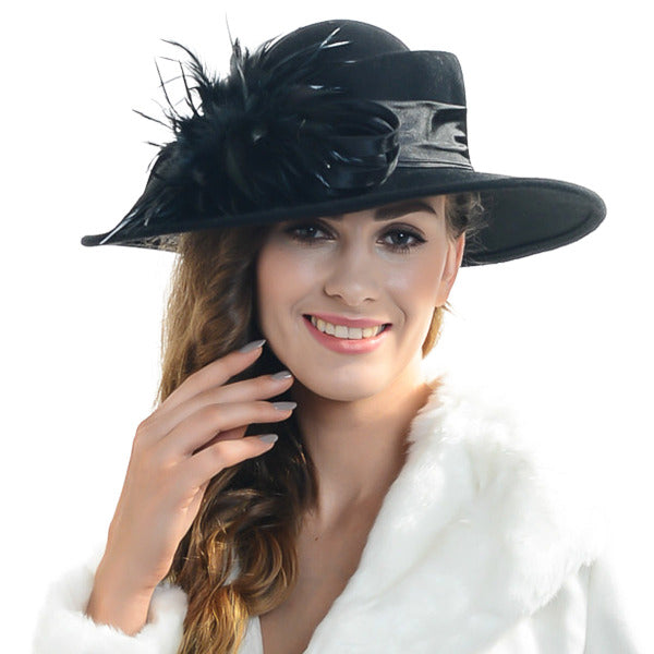 FORBUSITE Women Wool Felt hat black 