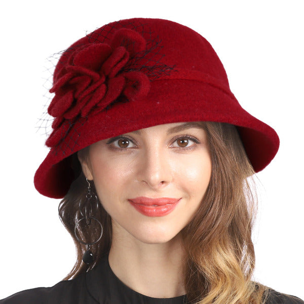 forbusite Women Wool Felt Cloche Bucket Hat 